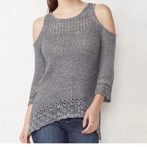LC Lauren Conrad Cold Shoulder Gray Sweater Size XL